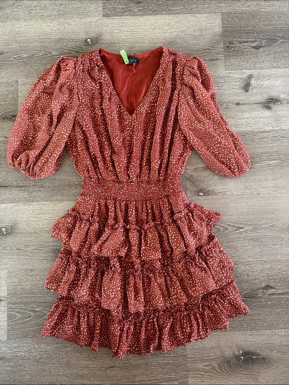 1. STATE Burgundy Floral Smocked tiered Ruffle Dress, size small